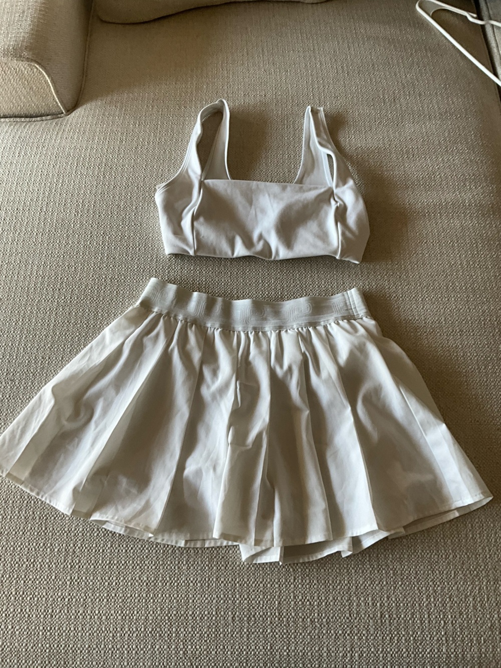 PINK Victoria's Secret White Athletic Crop Top & Skort Set